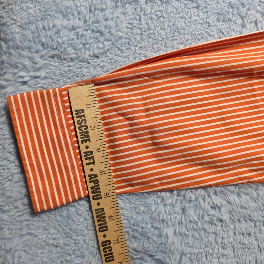 Vintage Polo Ralph Lauren Stanton Custom Fit Shirt Men's XL Orange White Striped